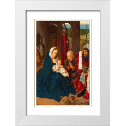 The Adoration of the Magi White Modern Wood Framed Art Print with Double Matting by Jans, Geertgen tot Sint