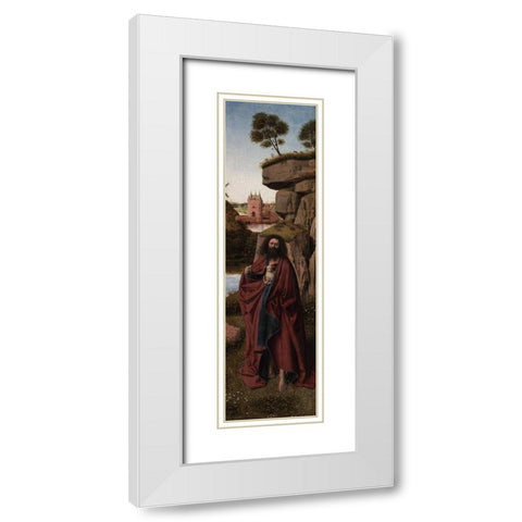 Saint John the Baptist in a Landscape White Modern Wood Framed Art Print with Double Matting by Christus, Petrus