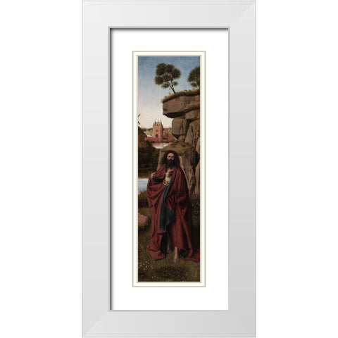 Saint John the Baptist in a Landscape White Modern Wood Framed Art Print with Double Matting by Christus, Petrus