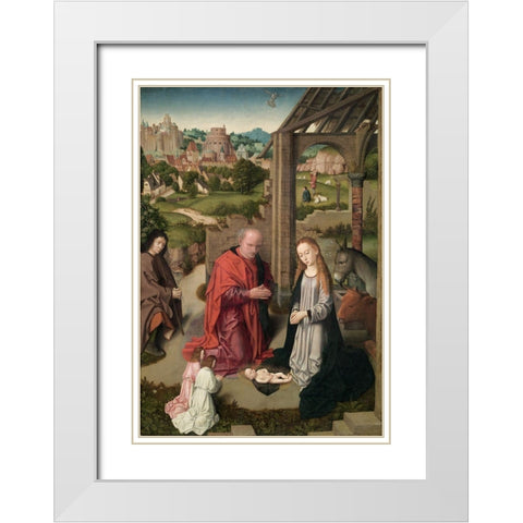 The Nativity White Modern Wood Framed Art Print with Double Matting by David, Gerard