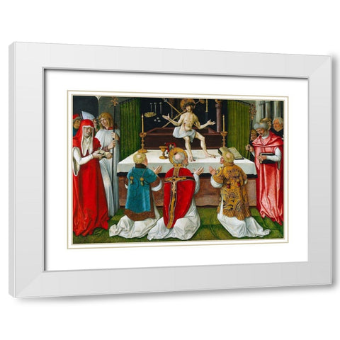 The Mass of Saint Gregory White Modern Wood Framed Art Print with Double Matting by Baldung, Hans