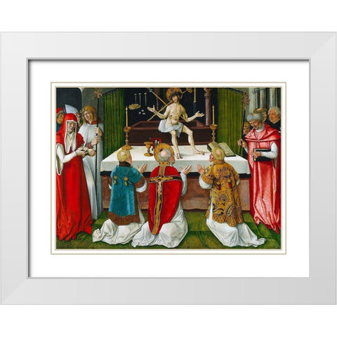 The Mass of Saint Gregory White Modern Wood Framed Art Print with Double Matting by Baldung, Hans