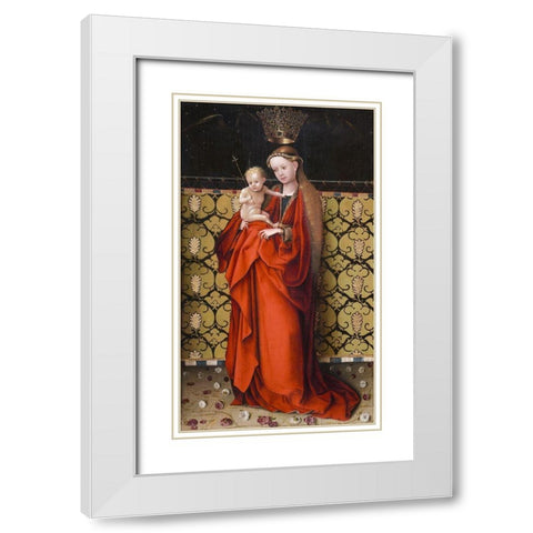 The Virgin Crowned by Angels White Modern Wood Framed Art Print with Double Matting by Lochner, Stefan
