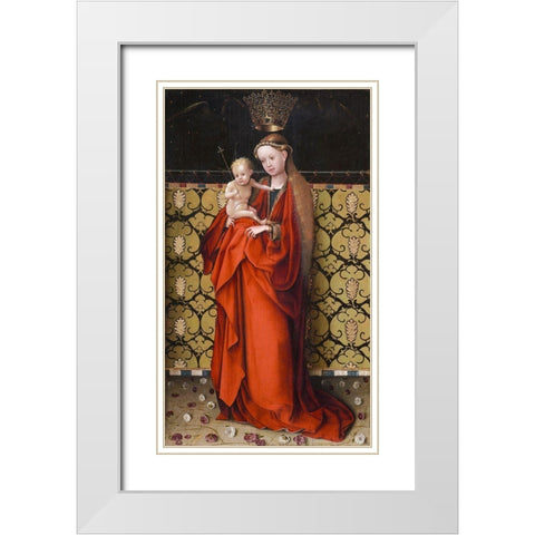 The Virgin Crowned by Angels White Modern Wood Framed Art Print with Double Matting by Lochner, Stefan