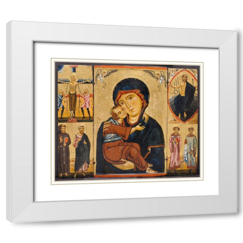 Virgin and Child with Saints White Modern Wood Framed Art Print with Double Matting by Berlinghiero