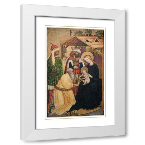 Adoration of the Magi White Modern Wood Framed Art Print with Double Matting by Laib, Konrad