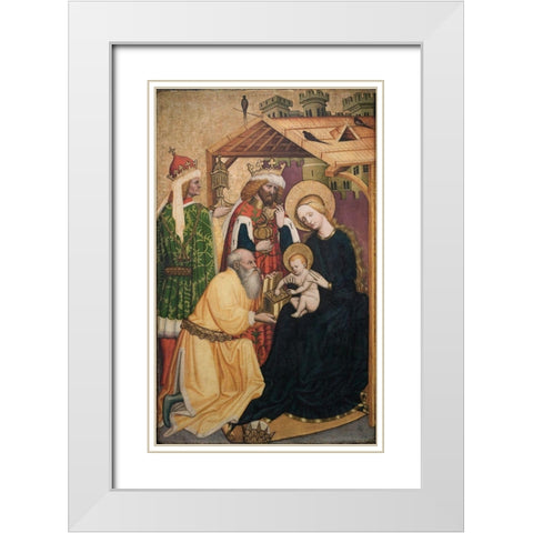 Adoration of the Magi White Modern Wood Framed Art Print with Double Matting by Laib, Konrad