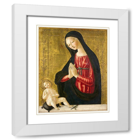 Virgin and Child with a Goldfinch White Modern Wood Framed Art Print with Double Matting by Landi, Neroccio de''