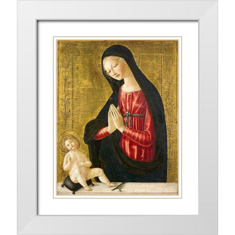Virgin and Child with a Goldfinch White Modern Wood Framed Art Print with Double Matting by Landi, Neroccio de''