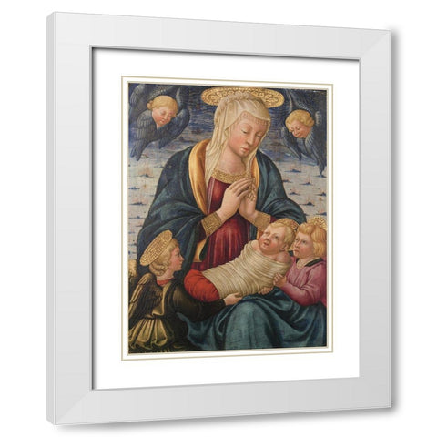 Virgin and Child with Angels White Modern Wood Framed Art Print with Double Matting by Bicci, Neri de