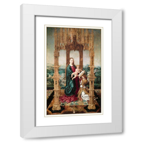 Virgin and Child under a Canopy White Modern Wood Framed Art Print with Double Matting by Netherlands 16th Century