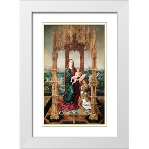Virgin and Child under a Canopy White Modern Wood Framed Art Print with Double Matting by Netherlands 16th Century