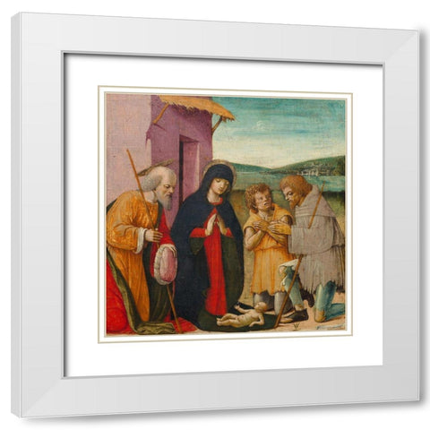 Adoration of the Shepherds White Modern Wood Framed Art Print with Double Matting by Italy 15th Century