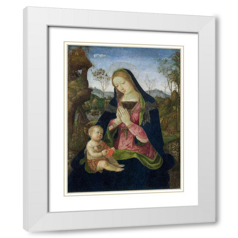 Virgin and Child White Modern Wood Framed Art Print with Double Matting by Pintoricchio