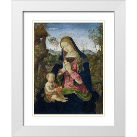 Virgin and Child White Modern Wood Framed Art Print with Double Matting by Pintoricchio