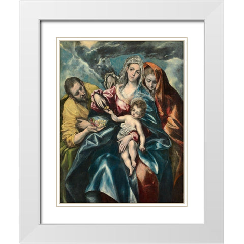 The Holy Family with Mary Magdalen White Modern Wood Framed Art Print with Double Matting by Greco, El