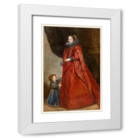 A Genoese Lady with Her Child White Modern Wood Framed Art Print with Double Matting by Dyck, Anthony van