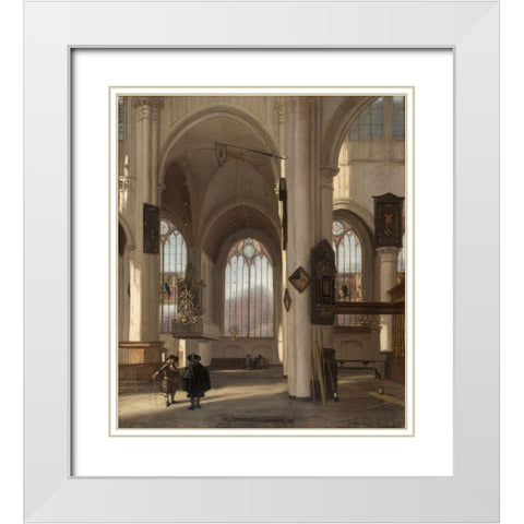 Interior of a Church White Modern Wood Framed Art Print with Double Matting by Witte, Emanuel de