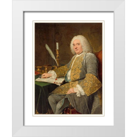 Portrait of Jean-Gabriel du Theil at the Signing of the Treaty of Vienna White Modern Wood Framed Art Print with Double Matting by Aved, Jacques Andre Joseph