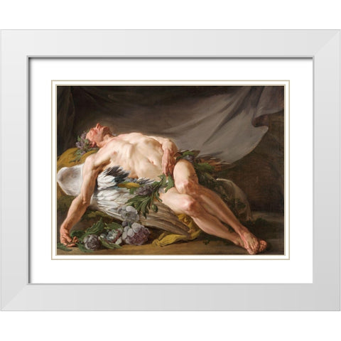 Sleep White Modern Wood Framed Art Print with Double Matting by Restout, Jean Bernard