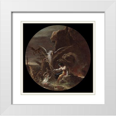 Scenes of Witchcraft White Modern Wood Framed Art Print with Double Matting by Rosa, Salvator
