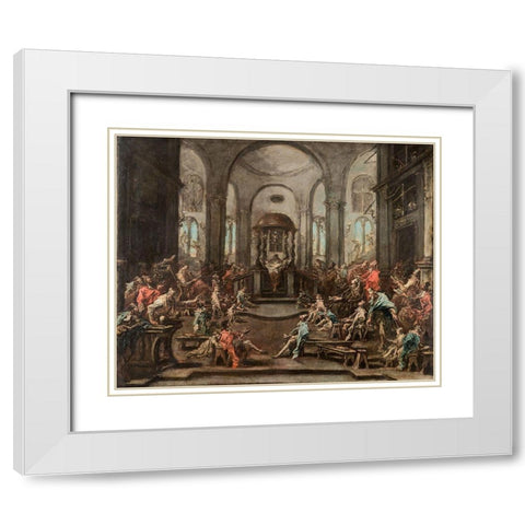 Interior of a Synagogue White Modern Wood Framed Art Print with Double Matting by Magnasco, Alessandro