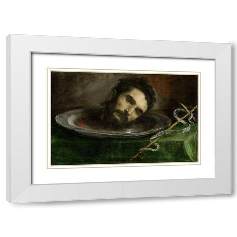 Head of Saint John the Baptist White Modern Wood Framed Art Print with Double Matting by Spain 16th Century