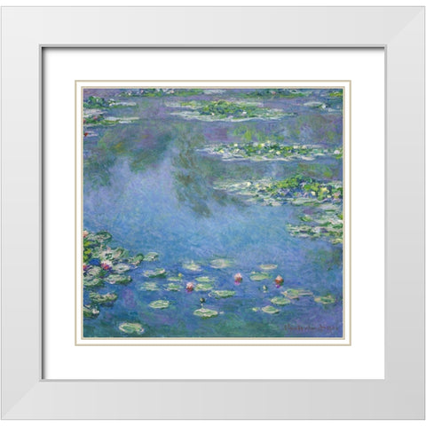 Water Lilies 1906 White Modern Wood Framed Art Print with Double Matting by Monet, Claude