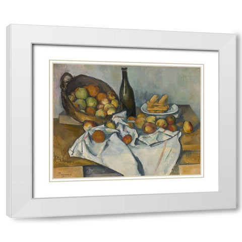 The Basket of Apples 1893 White Modern Wood Framed Art Print with Double Matting by Cezanne, Paul