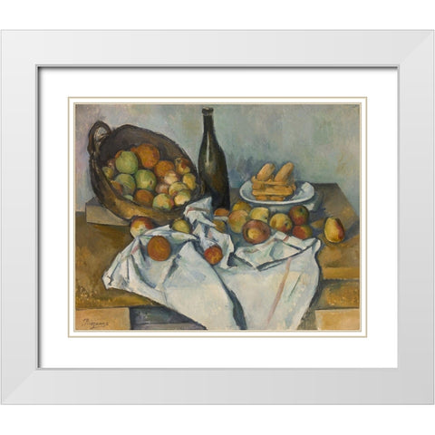 The Basket of Apples 1893 White Modern Wood Framed Art Print with Double Matting by Cezanne, Paul