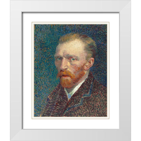 Self-Portrait 1887 White Modern Wood Framed Art Print with Double Matting by Van Gogh, Vincent