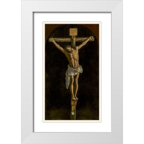 The Crucifixion 1627 White Modern Wood Framed Art Print with Double Matting by de Zurbaran, Francisco