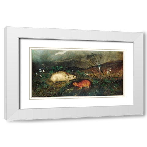Hudsons Bay Lemming 1846 White Modern Wood Framed Art Print with Double Matting by Audubon, John Woodhouse