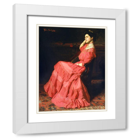 A Rose 1907 White Modern Wood Framed Art Print with Double Matting by AnshutzÂ , Thomas