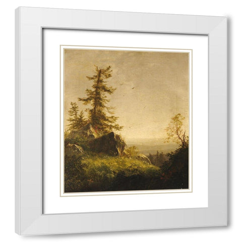 Morning on the Mountain 1856 White Modern Wood Framed Art Print with Double Matting by Hubbard, Richard William