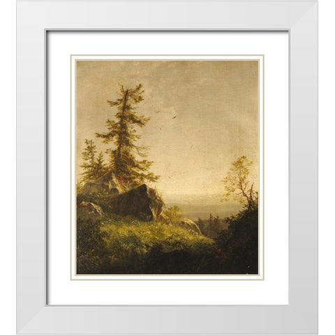 Morning on the Mountain 1856 White Modern Wood Framed Art Print with Double Matting by Hubbard, Richard William