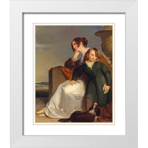 Mother and Son 1840 White Modern Wood Framed Art Print with Double Matting by Sully, ThomasÂ 