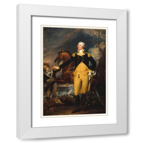 George Washington before the Battle of Trenton White Modern Wood Framed Art Print with Double Matting by Trumbull, John