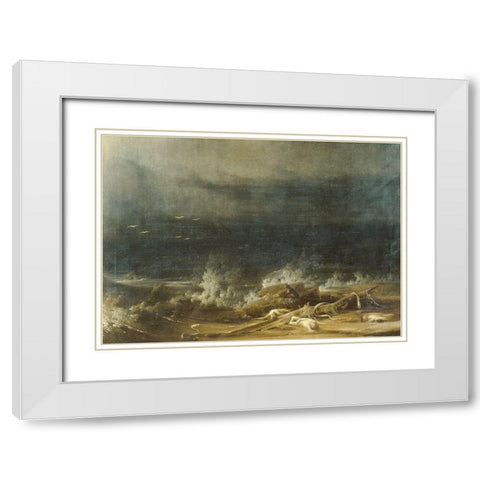 The Deluge towards Its Close 1813 White Modern Wood Framed Art Print with Double Matting by Joshua ShawÂ 