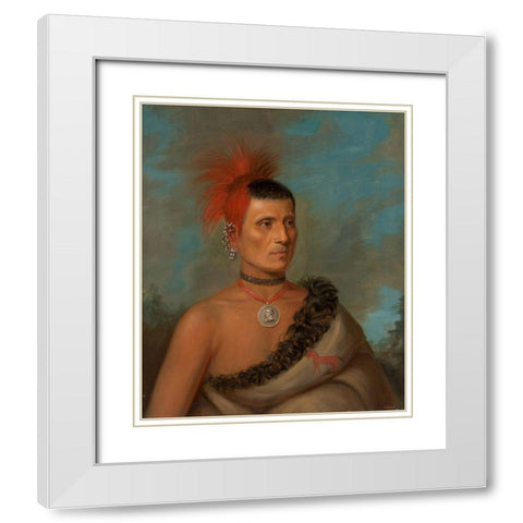 Pes-Ke-Le-Cha-Co 1832 White Modern Wood Framed Art Print with Double Matting by Inman, Henry