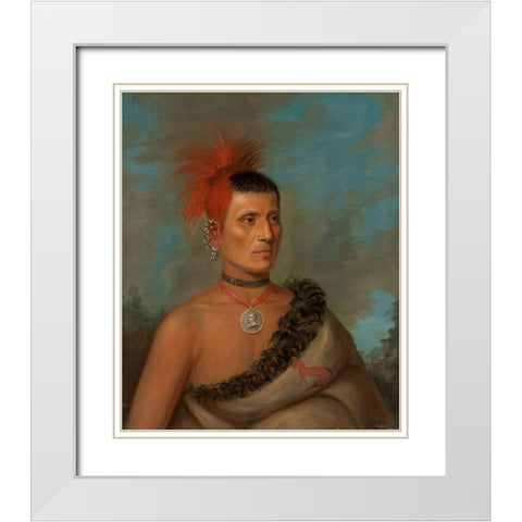 Pes-Ke-Le-Cha-Co 1832 White Modern Wood Framed Art Print with Double Matting by Inman, Henry