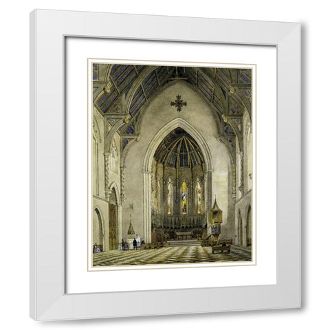 Chancel of Trinity Chapel, New York 1856 White Modern Wood Framed Art Print with Double Matting by Hill, John William