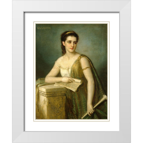Calliope 1869 White Modern Wood Framed Art Print with Double Matting by Fagnani, Joseph