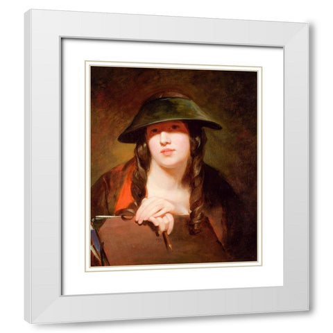 The Student 1839 White Modern Wood Framed Art Print with Double Matting by Sully, ThomasÂ 