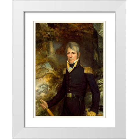 General Andrew Jackson 1819 White Modern Wood Framed Art Print with Double Matting by Jarvis, John Wesley