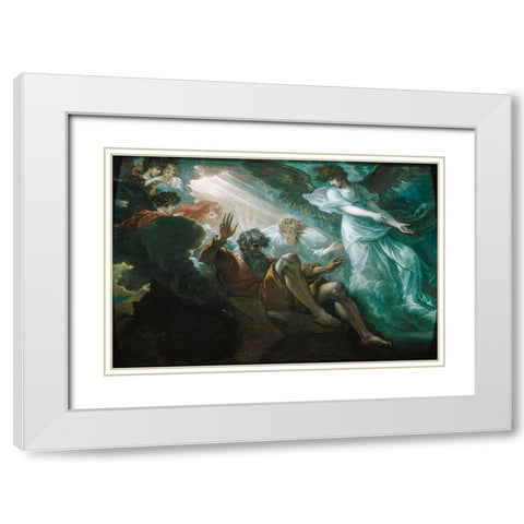 Moses Shown the Promised Land 1801 White Modern Wood Framed Art Print with Double Matting by West, BenjaminÂ 