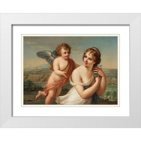 The Temptation of Eros White Modern Wood Framed Art Print with Double Matting by Kauffmann, Angelica