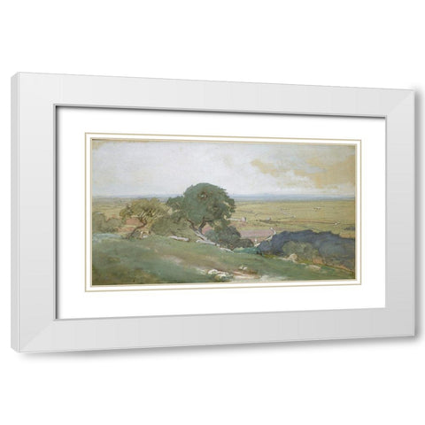 Olive Trees at Tivoli 1873 White Modern Wood Framed Art Print with Double Matting by Inness, GeorgeÂ 