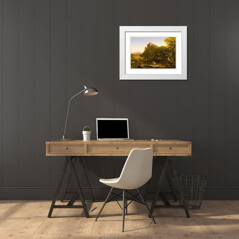 The Mountain Ford 1846 White Modern Wood Framed Art Print with Double Matting by Cole, Thomas