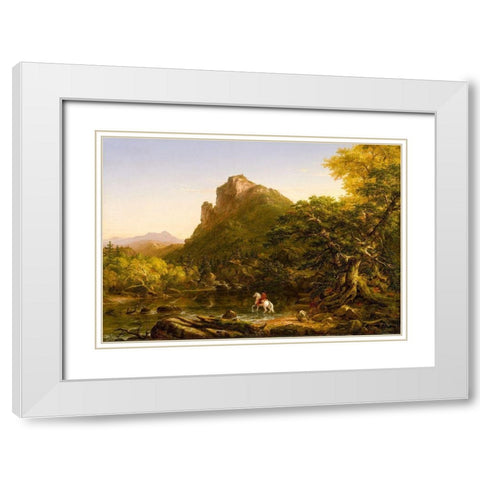 The Mountain Ford 1846 White Modern Wood Framed Art Print with Double Matting by Cole, Thomas